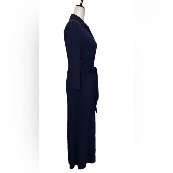 Boden Beatrice Jersey Jumpsuit Navy 3/4 Sleeve Tie Waist - Picture 5 of 8